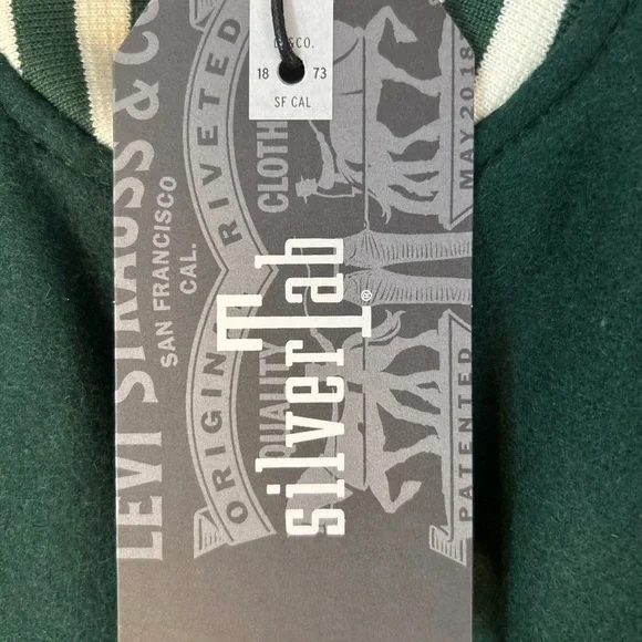 MEN’S LEVI’S SILVERTAB BAGGY BOMBER JACKET GREEN AND WHITE - Picture 8 of 12